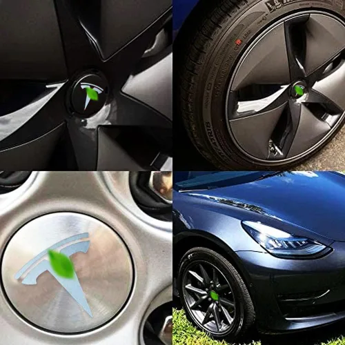 Miniatura 8 de Adhesivos con emblema T para llanta de rueda de tapa central, 5 piezas, compatibles con el modelo S X 3 Plata