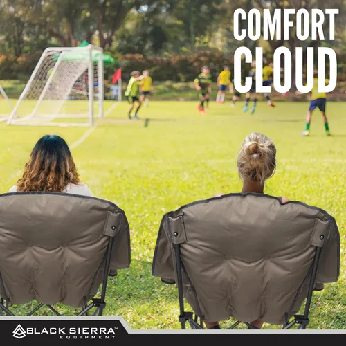 Miniatura 7 de Black Sierra Silla de campamento de gran tamaño para adultos, asiento al aire libre resistente con acolchado de felpa, soporta 400 libras, Marrón