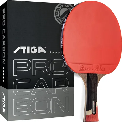 STIGA Pro Carbon + Raptor Performance-Level Table Tennis Rackets with Carbon Technology for Tournament Play - 7-ply Blade with Flared Handles - 2mm