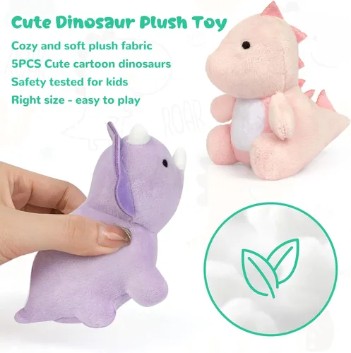 Miniatura 3 de Juguetes de peluche suaves de dinosaurio, lindo huevo de dinosaurio de peluche con 5 pequeños peluches de dino para fiesta temática para niños