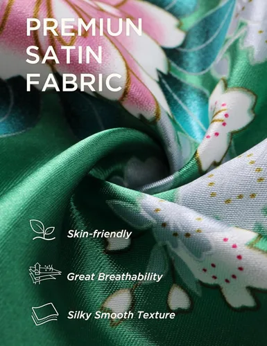 Miniatura 6 de BABEYOND Kimono de mujer bata larga con pavo real y flores estampado Kimono camisón