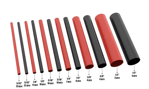 Miniatura 3 de Kit termorretráctil marino adhesivo de doble pared, 130 unidades, relación de encogimiento 3:1, negro y rojo