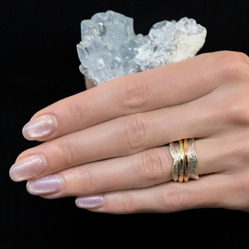 Miniatura 3 de ENERGY STONE Anillo antiestrés de plata de ley 925 Anillo giratorio para mujer Equilibrio y belleza Belleza exquisita romántica Patrón floral