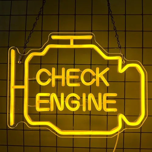 Miniatura 2 de Letrero de neón Check Engine Light para decoración de cueva de hombre, arte de pared LED para garaje, regalos divertidos para papá y fanáticos