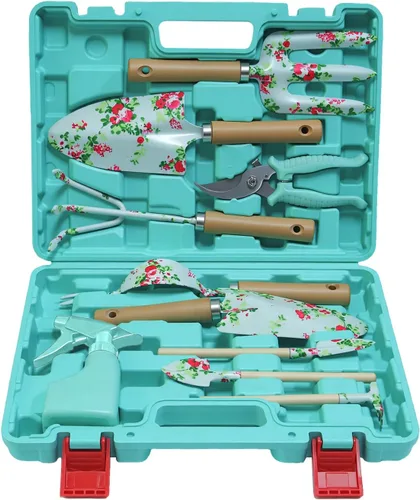 Miniatura 9 de Juego de Herramientas de Jardín WANCHI de 10 Piezas de Servicio Pesado Juego de Herramientas de Jardín Florales Regalos de Jardinería para Mujeres