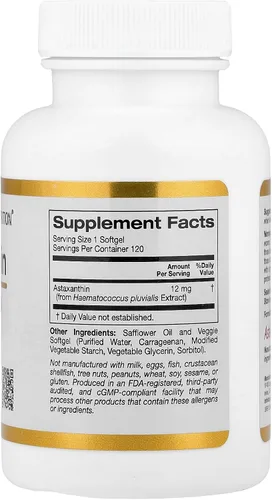 Miniatura 2 de California Gold Nutrition Astaxantina, carotenoide antioxidante, AstaLif islandés puro islandés biológicamente activo 99% isómero, 12 mg, 120