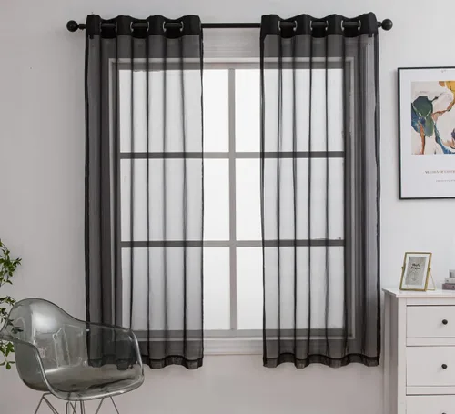 Miniatura 23 de PI - Cortinas traslúcidas con paneles pequeños, cortina transparente para ventana de cocina, mirador, 2 paneles