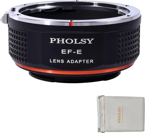 PHOLSY Adaptador de Lente de Enfoque Manual Compatible con Lentes Canon EOS EF a Cámara de Montura E Compatible con Sony a1 a9ii a7S iii/ii, a7R