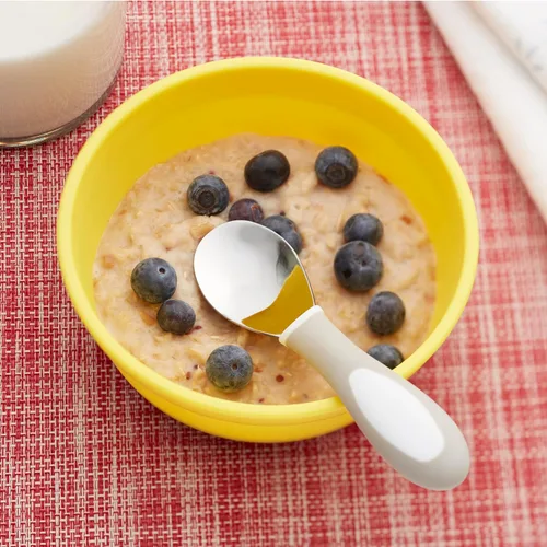 Miniatura 8 de ECR4Kids My First Meal Pal Cucharas de acero inoxidable, cubiertos para niños pequeños, blanco, gris claro, paquete de 3