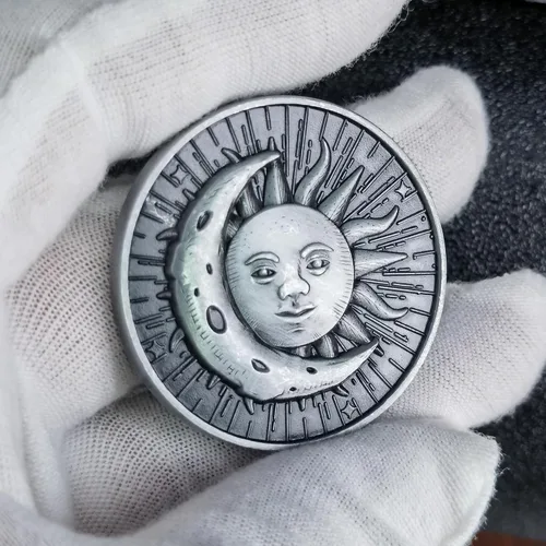 Miniatura 6 de Sun Moon Ouroboros - Moneda de la suerte con diseño en relieve 3D, moneda única de desafío
