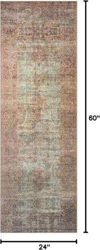 Miniatura 2 de Loloi Amber Lewis Georgie Collection GER-03 Jade/Sunset 2'-0" x 5'-0", 0.19 pulgadas de altura, alfombra decorativa Jade / Atardecer