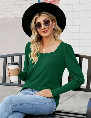 Miniatura 4 de Ivicoer Puff Sleeve Fall Tops Cozy Shirts Long Sleeve Blouse Tunics Shirt for Women Dressy S-XXL