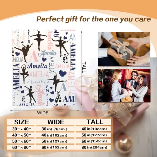 Miniatura 8 de Manta de ballet personalizada con nombre para niña, regalos de cumpleaños y aniversario para niñas, 40 x 30 pulgadas (XS) para mascotas