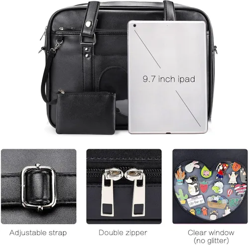 Miniatura 7 de STEAMEDBUN Kawaii Ita - Bolsa escolar japonesa, bonita bolsa de mano con hombro grande, diseño de corazón animé