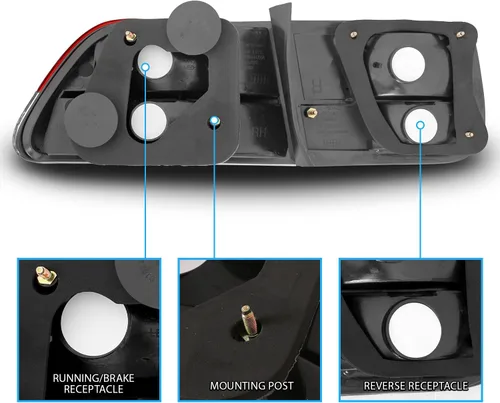 Miniatura 5 de AmeriLite Juego de 4 piezas de luces de freno traseras rojas transparentes de repuesto para Honda Civic Coupé 1996-2000 - Lado del pasajero