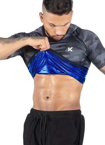 Miniatura 10 de Kewlioo - Camisa de traje de sauna para hombre, chaleco de compresión de sudor que atrapa el calor, faja moldeadora, chaqueta versátil para hacer