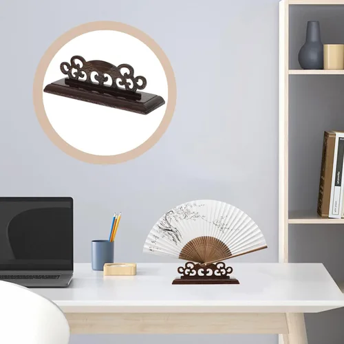 Miniatura 8 de ARTIBETTER Soporte de exhibición de ventilador plegable Soporte de ventilador de mano chino para exposición decoración oriental negro 4.7 in