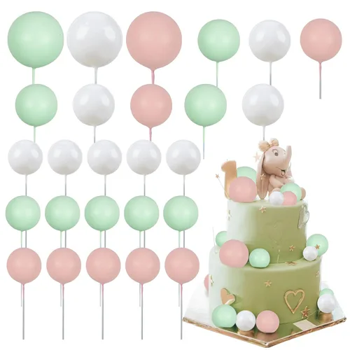 Miniatura 53 de Gyufise 30 Piezas Bolas Topper para Pastel DIY Insertables para Pastel Palillos de Bolas para Pastel Topper para Cupcakes para Fiesta de Cumpleaños