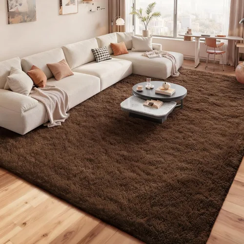 Miniatura 16 de Alfombras suaves para dormitorio, sala de estar, alfombra mullida de felpa de 9 x 11 pies, alfombra peluda que no desprende para guardería