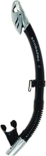 SCUBAPRO Spectra Dry Snorkel with Purge Valve, Flexible Lower Corrugated Tube, Regulator-Style Mouthpiece and Quick-Connect Clip Plateado