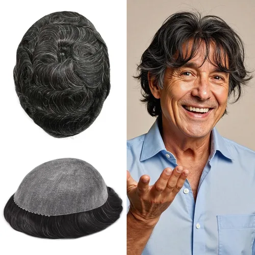 Miniatura 84 de Toupee for Men Hair Piece Real Human Hair Full Poly Skin Mens Toupee Mens Hair System Injected PU Hair System Invisible Hairpiece for