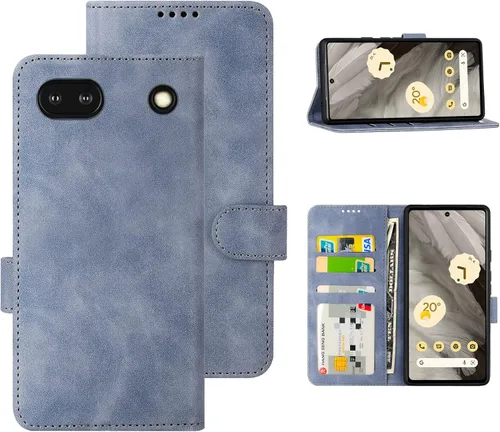 Miniatura 19 de Funda tipo cartera con tapa para Google Pixel 6a, [piel sintética + parachoques de TPU] [3 ranuras para tarjetas] [función de soporte]