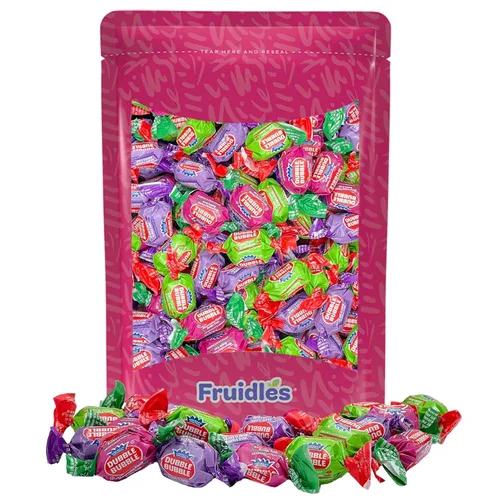 Miniatura 5 de Fruidles Bolas de goma de mascar de doble burbuja con sabor a frutas originales y mixtas, golosinas de bufé de caramelos, parve certificado Kosher