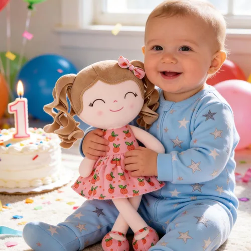 Miniatura 8 de Gloveleya Muñeca Baby Dolls Soft Rag Doll Baby Girl Regalos Curly Spring Girl - Naranja 9 pulgadas