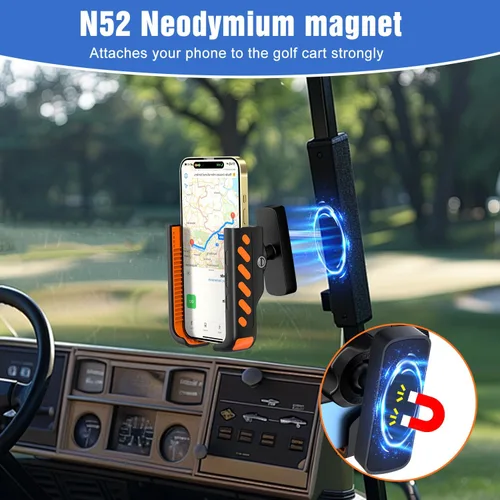 Miniatura 3 de Soporte magnético para carrito de golf, soporte universal para teléfono con imanes N52 compatible con EZGO/Club Car/Yamaha, accesorios para carrito