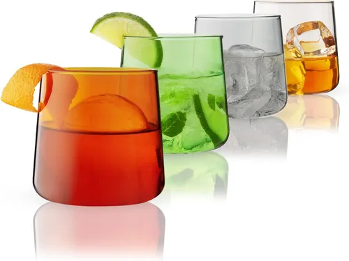 Miniatura 6 de Viski Aurora Tumblers - Copas de vino de colores, divertidas copas de cóctel teñidas en transparente, gris, verde y ámbar, aptas para lavavajillas
