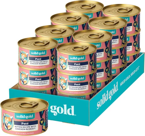 Miniatura 10 de Solid Gold comida húmeda para gatos desmenuzada con salsa - Alimento enlatado para gatos hecho con atún real y caballa - Sin granos de los Cinco