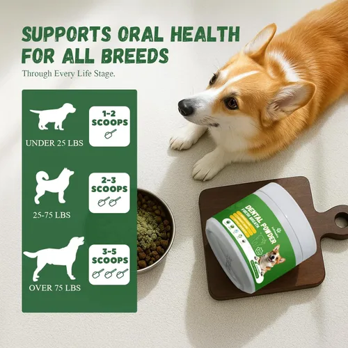 Miniatura 7 de Polvo de limpieza de dientes de perro, polvo dental para limpieza de dientes y aliento de perro fresco para perros con probiótico y removedor