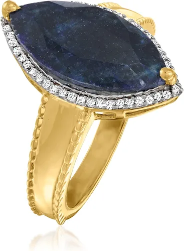 Miniatura 3 de Ross-Simons Anillo de zafiro de 460 quilates con diamantes de 12 quilates en oro de 18 quilates sobre plata esterlina