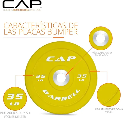 Miniatura 2 de CAP Juego de pesas olímpicas de 2 pulgadas 100-370 libras Varios colores Estante de almacenamiento opcional