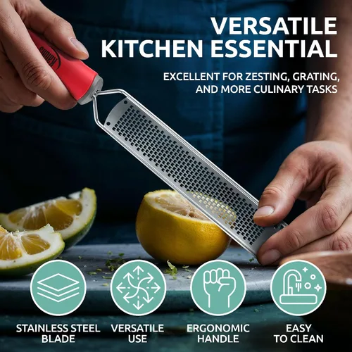 Miniatura 2 de Rallador de queso rallador de limón y parmesano – Ralladores de cítricos de primera calidad para cocina W acero inoxidable, para chocolate, ajo