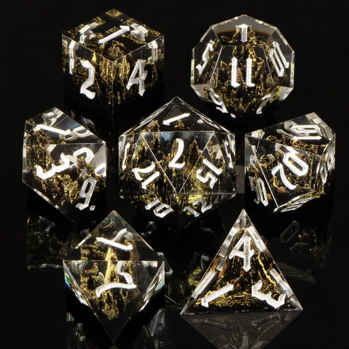 Miniatura 3 de KERWELLSI - Juego de dados DND D&D, 7 piezas de dados de resina de borde afilado D y D con caja de regalo, dados de juego de rol de naturaleza