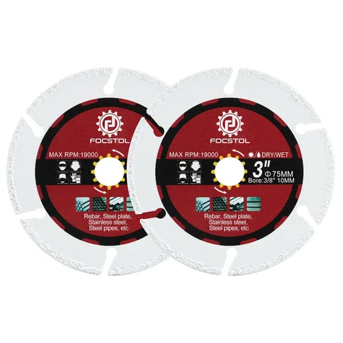 Miniatura 11 de FOCSTOL Disco de Corte de Madera en Carburo - 3 piezas 3' (75mm) Hoja de Sierra Soldada al Vacío para Madera, Goma y Plástico para Amoladora