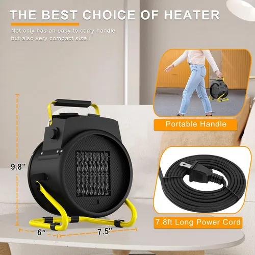 Miniatura 5 de Calentador para exteriores, calentadores eléctricos portátiles de 1500 W para patio con calentamiento rápido 3S y protección contra