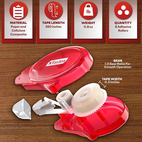 Miniatura 3 de XFasten Rodillo adhesivo para álbumes de recortes, 0.315 in x 30 pies, paquete de 8 rodillos de cinta adhesiva de doble cara, suministros