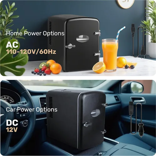 Miniatura 7 de HealSmart Mini refrigerador de 4 litros con ventana de observación, capacidad para 6 latas, enfriador y calentador portátil sin freón y portátil
