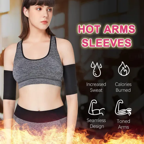 Miniatura 4 de Recortadores de brazos para mujer, bandas de compresión para sauna, sudar, moldeador, mangas de tóner para entrenamiento deportivo