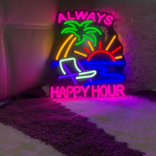 Miniatura 8 de Rompecabezas de 40 piezas de letrero de luz de neón Happy Hour, luz LED para cueva de hombres, letreros de pared para el hogar, regalos