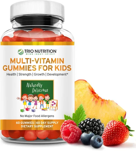 Miniatura 5 de TRIO NUTRITION Gomitas multivitamínicas diarias para hombres y mujeres, sabor a fruta natural con vitaminas esenciales A, B, C, D, E y zinc, sin