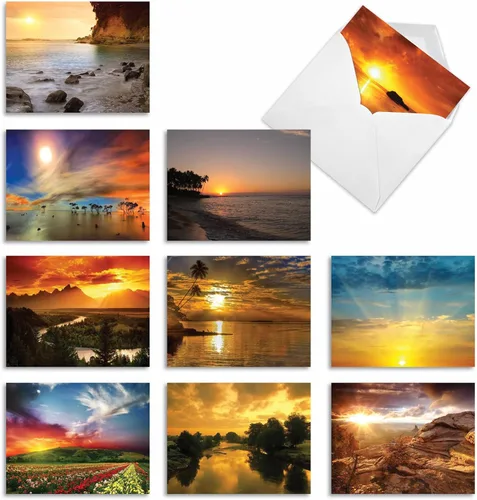 The Best Card Company - Caja de 10 tarjetas para todas las ocasiones en blanco (4 x 5.12 pulgadas) - Tarjetas de paisaje panorámico surtidas -