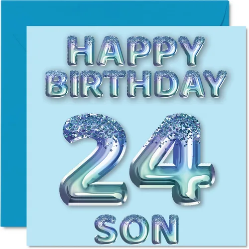 Miniatura 134 de Stuff4 Tarjeta de primer cumpleaños para niños, globo de fiesta con purpurina azul, tarjetas de feliz cumpleaños para niño de 1 año, nieto, hijo, 57