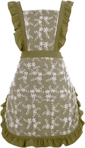 Pinknoke - Delantal vintage con pinafior para mujer con bolsillos, lindos delantales florales para chef de cocina, hornear, jardinería