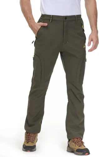 Miniatura 3 de MAGCOMSEN Pantalones de invierno para hombre, 5 bolsillos con cremallera, pantalones de esquí para nieve, con forro polar, resistentes al agua