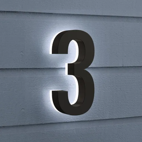 Miniatura 4 de Números de Casa LED de 5 Pulgadas, Polímero ABS, Números de Dirección Iluminados con Luz Trasera Cálida de 2700K, Letrero Moderno Iluminado