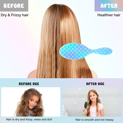 Miniatura 3 de Cepillo de pelo para niñas y niños pequeños, cepillo desenredante para cabello rizado y grueso, sin dolor, peine para niñas y mujeres, unicornio