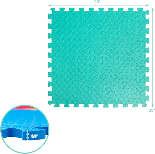 Miniatura 5 de Tangkula Alfombrillas de ejercicio de 36 azulejos con borde, alfombrillas protectoras de espuma EVA antideslizantes, alfombrillas elásticas de juego